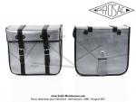 Sacoches  Prosac  P04 - Gris mtallis - Finitions Vichy - Fixation par sangles - pour Mobylettes Motobcane / MBK / Peugeot / VloSoleX (la paire)