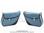Sacoches Narbel N01 Bleu Motobcane  1345  - Finitions noires - Fixation par sangles cuirs - Fermeture type  cartable - pour Mobnylette Motobcane / Motoconfort / MBK 85 / 88 (...) (la paire)