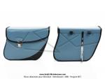 Sacoches Narbel N01 Bleu Motobcane  1345  - Finitions noires - Fixation par sangles cuirs - Fermeture type  cartable - pour Mobnylette Motobcane / Motoconfort / MBK 85 / 88 (...) (la paire)