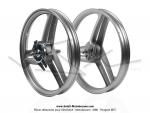 Roues (jantes) aluminium compltes grises 17 x1.6 type Grimca pour Peugeot 103 SP / MVL (la paire)