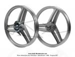 Roues (jantes) aluminium compltes grises 17 x1.6 type Grimca pour Peugeot 103 SP / MVL (la paire)
