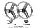 Roues (jantes) aluminium compltes grises 17 x1.6 type Grimca pour Peugeot 103 SP / MVL (la paire)