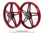 Roues (jantes) aluminium compltes rouges 17 x1.6 type Bernardi pour Peugeot 103 SP / MVL / Chrono / Vogue (la paire)