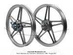 Roues (jantes) aluminium compltes grises 17 x1.6 type Bernardi pour Peugeot 103 SP / MVL / Chrono / Vogue (la paire)