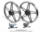 Roues (jantes) aluminium compltes grises 17 x1.6 type Bernardi pour Peugeot 103 SP / MVL / Chrono / Vogue (la paire)