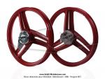 Paire de roues (jantes) aluminium compltes rouges 17 x1.6 type Grimca pour Peugeot 103 SP / MVL
