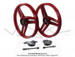 Paire de roues (jantes) aluminium compltes rouges 17 x1.6 type Grimca pour Peugeot 103 SP / MVL