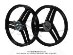 Roues (jantes) aluminium compltes noires 17 x1.6 type Grimca pour Peugeot 103 SP / MVL (la paire)