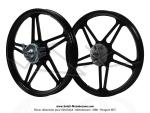 Roues (jantes) aluminium compltes noires 17 x1.6 type Bernardi pour Peugeot 103 SP / MVL / Chrono / Vogue (la paire)
