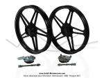 Roues (jantes) aluminium compltes noires 17 x1.6 type Bernardi pour Peugeot 103 SP / MVL / Chrono / Vogue (la paire)