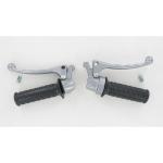 Poignes de gaz (acclration) + Poigne de frein gauche - Vintage - Levier boule Gris mtallis - adaptable sur Mobylette Motobcane / MBK 51 / Peugeot 103