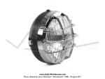 Phare avant complet 105mm - Noir sabl - 3 lumires - avec grille de protection chrome pour Mobylette Motobcane / MBK 51 / Peugeot 103 (...)