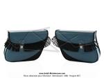 Sacoches Narbel N01 Bleu Motobcane  1345  - Finitions noires  franges - Fixation par sangles cuirs - Fermeture type  cartable  - pour Mobylette Motobcane / Motoconfort / MBK 85 / 88 (...) (la paire)