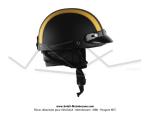 Casque Bol Demi-Jet Simili-cuir Noir / Jaune style Rtro Vintage pour SoleX / Mobylette Motobcane / Peugeot / Vespa