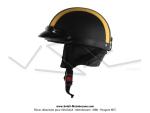 Casque Bol Demi-Jet Simili-cuir Noir / Jaune style Rtro Vintage pour SoleX / Mobylette Motobcane / Peugeot / Vespa