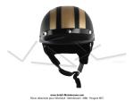 Casque Bol Demi-Jet Simili-cuir Noir / Gold style Rtro Vintage pour SoleX / Mobylette Motobcane / Peugeot / Vespa