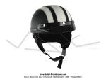 Casque Bol Demi-Jet Simili-cuir Noir / Blanc style Rtro Vintage pour SoleX / Mobylette Motobcane / Peugeot / Vespa