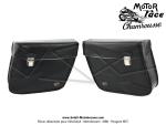 Sacoches  Chamrousse  C01 Noires - Finitions noires - Fixation par sangles cuirs - pour Mobylettes Motobcane / MBK / Peugeot (tous modles) (la paire)