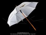 Parapluie avec manche bois - Blanc - 100cm - avec logo  MOTOBECANE  Ttes de Gaulois