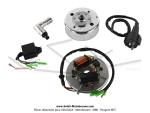 Allumage lectronique (Volant-magntique complet) - type  Moriyama  - Poli / Chrom + botier CDI + Bobine HT + Antiparasite pour Mobylette Motobcane MBK 51 / 881 (AV10) (Kit allumage 4 pcs)