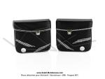 Sacoches  Chamrousse  C03 Noires - Finitions  Vichy  Noir et Blanc - Fixation par sangles cuirs - pour Mobylette Motobcane / MBK / Peugeot (tous modles) (la paire)