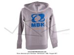 Veste / Sweat-shirt Zipp avec capuche Gris Oxford - Logo Brod MBK coeur et dos - Taille L