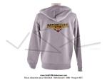 Veste / Sweat-shirt Zipp avec capuche Gris Oxford - Logo Brod Tte de Gaulois Motobcane coeur et dos - Taille XL
