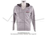Veste / Sweat-shirt Zipp avec capuche Gris Oxford - Logo Brod M Motobcane coeur et dos - Taille M