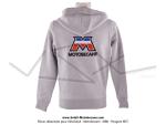 Veste / Sweat-shirt Zipp avec capuche Gris Oxford - Logo Brod M Motobcane coeur et dos - Taille XXL