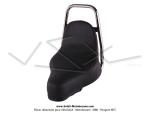 Selle Chopper Noire - srigraphie  Peugeot  rouge - dosseret Chrom - pour Peugeot 103