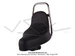 Selle Chopper Noire - srigraphie  Peugeot  rouge - dosseret Chrom - pour Peugeot 103