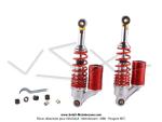 Amortisseurs r�glables � gaz - ressort ext�rieur - Lg.285mm - Argent / Rouge - pour Mobylettes Motob�cane / MBK 51 / Peugeot 103 (la paire)