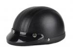Casque Bol Demi-Jet Simili-cuir Noir style Rtro Vintage pour SoleX / Mobylette Motobcane / Peugeot / Vespa