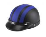 Casque Bol Demi-Jet Simili-cuir Noir / Bleu style Rtro Vintage SoleX / Mobylette Motobcane / Peugeot / Vespa
