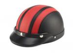 Casque Bol Demi-Jet Simili-cuir Noir / Rouge style Rtro Vintage pour SoleX / Mobylette Motobcane / Peugeot / Vespa