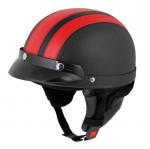 Casque Bol Demi-Jet Simili-cuir Noir / Rouge style Rtro Vintage pour SoleX / Mobylette Motobcane / Peugeot / Vespa