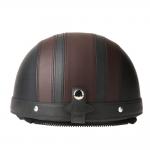 Casque Bol Demi-Jet Simili-cuir Noir / Marron style Rtro Vintage SoleX / Mobylette Motobcane / Peugeot / Vespa