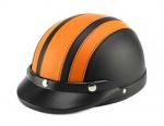 Casque Bol Demi-Jet Simili-cuir Noir / Orange style Rtro Vintage pour SoleX / Mobylette Motobcane / Peugeot / Vespa