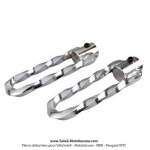 Repose-pieds (Cale-pieds) Pilote  U  torsads chroms pour Peugeot 103 SP / MVL - Mobylette Motobcane / Motoconfort / MBK (la paire)