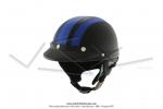 Casque Bol Demi-Jet Simili-cuir Noir / Bleu style Rtro Vintage SoleX / Mobylette Motobcane / Peugeot / Vespa