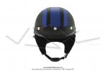 Casque Bol Demi-Jet Simili-cuir Noir / Bleu style Rtro Vintage SoleX / Mobylette Motobcane / Peugeot / Vespa