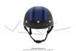 Casque Bol Demi-Jet Simili-cuir Noir / Bleu style Rtro Vintage SoleX / Mobylette Motobcane / Peugeot / Vespa