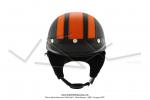 Casque Bol Demi-Jet Simili-cuir Noir / Orange style Rtro Vintage pour SoleX / Mobylette Motobcane / Peugeot / Vespa