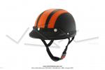 Casque Bol Demi-Jet Simili-cuir Noir / Orange style Rtro Vintage pour SoleX / Mobylette Motobcane / Peugeot / Vespa