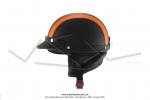 Casque Bol Demi-Jet Simili-cuir Noir / Orange style Rtro Vintage pour SoleX / Mobylette Motobcane / Peugeot / Vespa