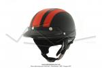 Casque Bol Demi-Jet Simili-cuir Noir / Rouge style Rtro Vintage pour SoleX / Mobylette Motobcane / Peugeot / Vespa