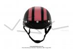 Casque Bol Demi-Jet Simili-cuir Noir / Rose style Rtro Vintage SoleX / Mobylette Motobcane / Peugeot / Vespa