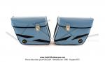 Sacoches  Chamrousse  C01 Bleues  1345  (finitions noires) inclines - Fixation par sangles cuir - Spciales pour Mobylette Motobcane / Motoconfort / MBK 88 / 85 / 881 (la paire)