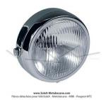 Phare rond acier chrom - 130mm - pour Mobylette Motobcane / MBK 51 / Peugeot 103