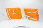 Sacoches  Chamrousse  C01 Oranges (finitions blanches) inclines - Fixation par sangles cuir - (la paire)